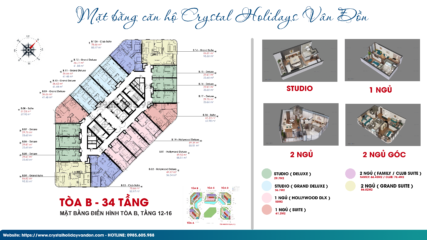 Mặt bằng Crystal Holidays Vân Đồn Tòa B | Tầng 12 - 16