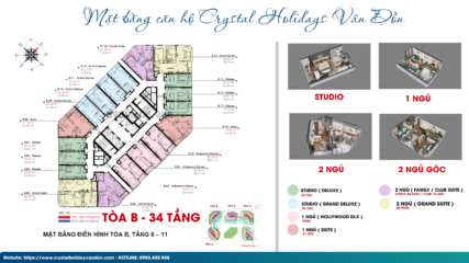Mặt bằng Crystal Vân Đồn Tòa B ( Tầng 6 - 11 )