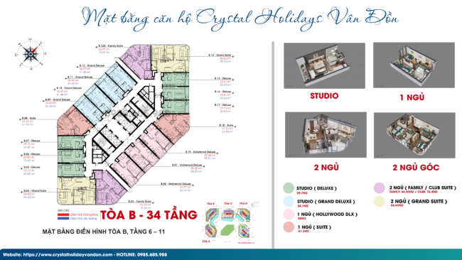Mặt bằng Crystal Vân Đồn Tòa B ( Tầng 6 – 11 ) Mặt bằng Crystal Vân Đồn Tòa B ( Tầng 6 - 11 )