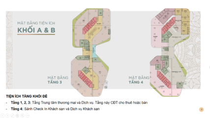Mặt bằng Crystal Vân Đồn tòa A & B Tầng 3 Tầng 4