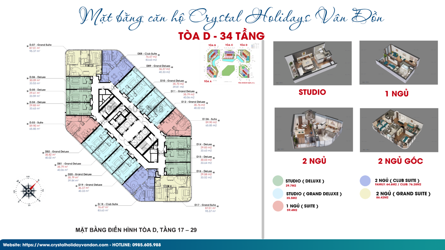 Mặt bằng Crystal Vân Đồn Tòa D ( Tầng 17 - 29 )