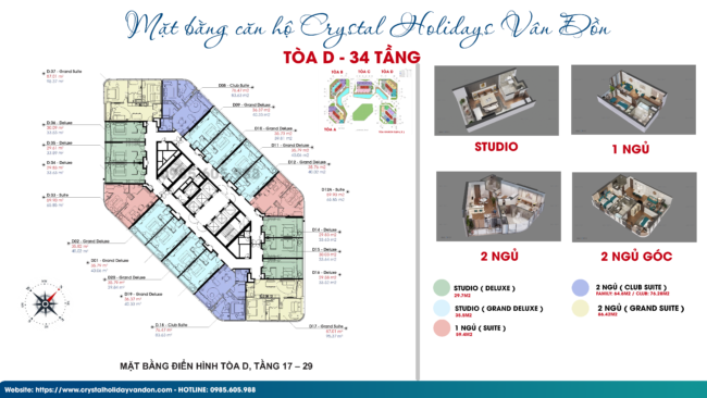Mặt bằng Crystal Vân Đồn Tòa D ( Tầng 17 – 29 ) Mặt bằng Crystal Vân Đồn Tòa D ( Tầng 17 - 29 )