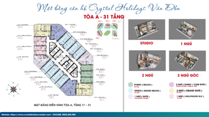 Mặt bằng Căn hộ Crystal Vân Đồn Tòa A ( Tầng 17 - 31 )