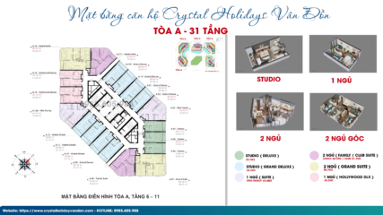 Mặt bằng Căn hộ Crystal Vân Đồn Tòa A ( Tầng 6 - 12 )