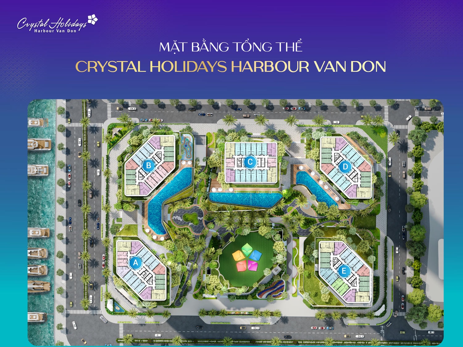 Mặt bằng căn hộ Crysal Holiday Vân Đồn Quảng Ninh