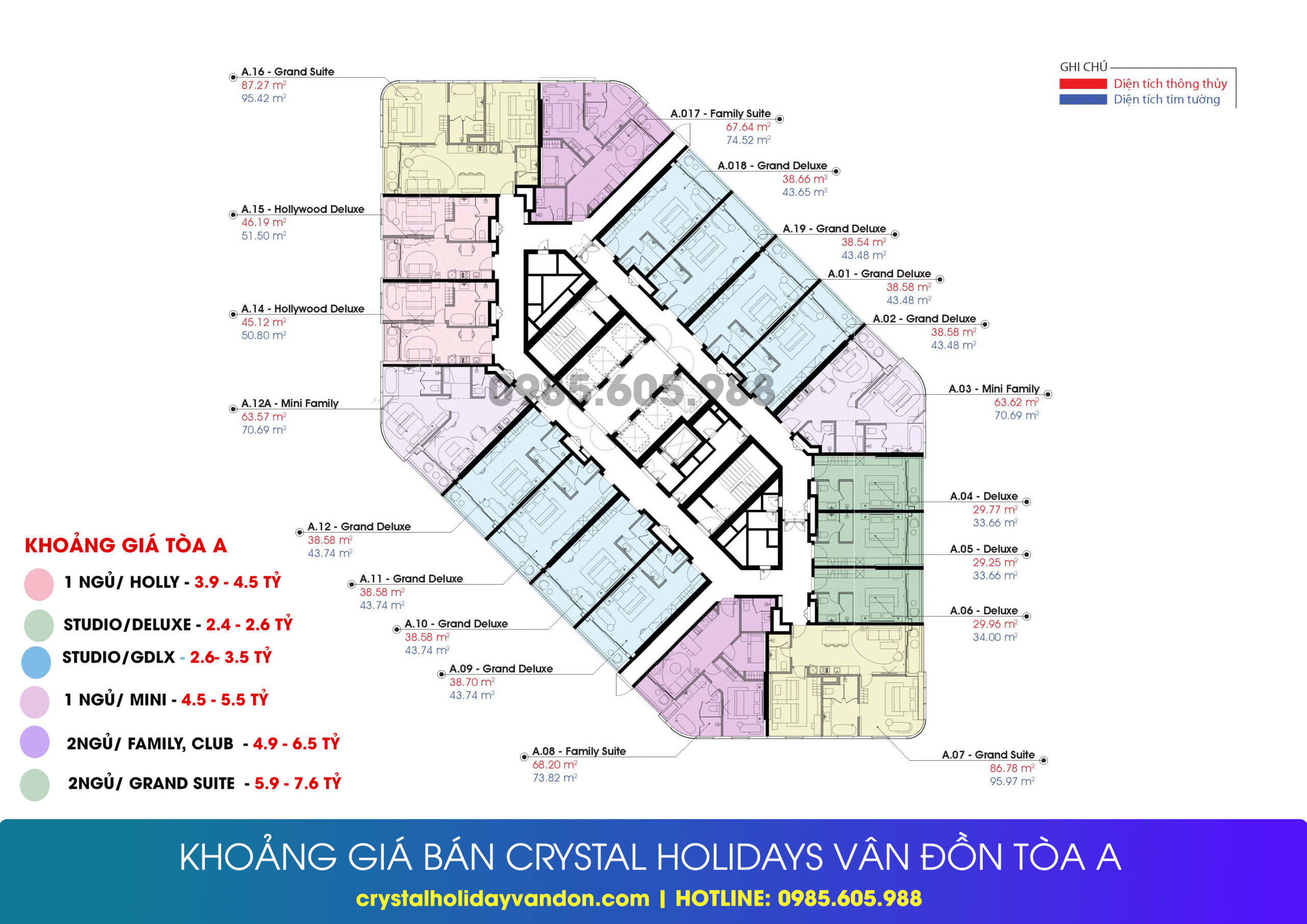 Khoảng giá căn hộ Crystal Vân Đồn toà A